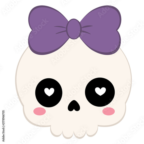     Cute Halloween Skull Wearing Purple Bow