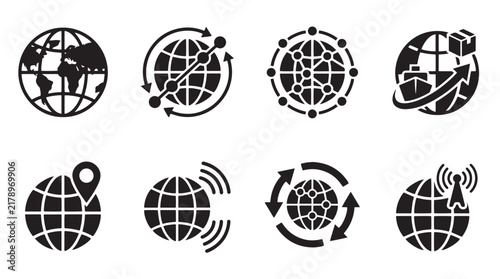 Global Logistics and Network Icon Set