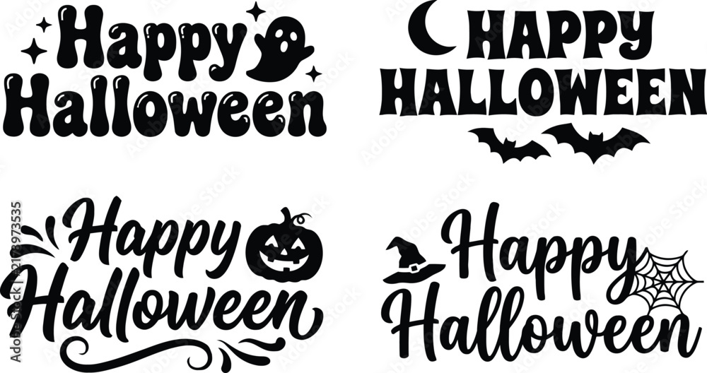 Obraz premium Happy Halloween Typography Bundle with Cute and Spooky Lettering