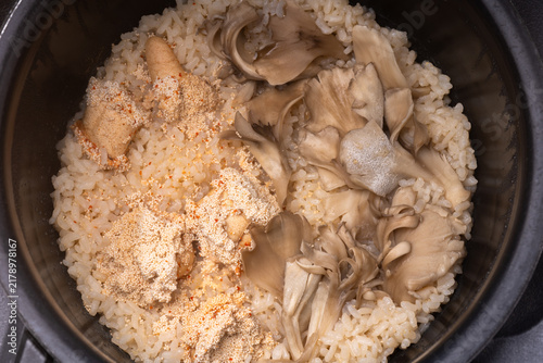 辛子明太子と舞茸の炊き込みご飯