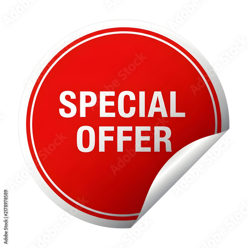 Red special offer badge with torn corner
