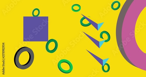 Geometrical graphic retro theme background animation with place for text. Minimal geometric elements frame video. Vintage abstract shapes for advertising.