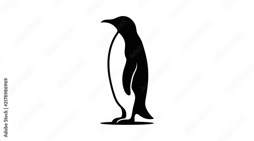 Fototapeta premium Black and white minimalist penguin silhouette vector illustration for design and wildlife themes