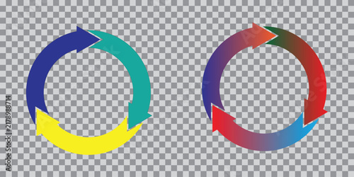 Circular Arrows Set, Colorful Cycle Icons, Process Flow Diagram Elements Featuring Circle, Cycles