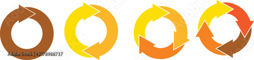 Circular Process Icons Set, Gradient Color Scheme, Illustrating Workflow Stages and Cyclical Patterns