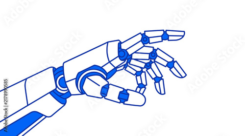 Futuristic Robotic Hand with Pointing Gesture Vector Illustration Isolated on White
