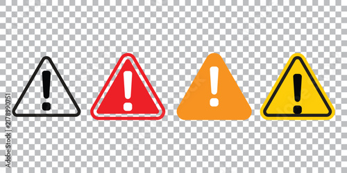 Warning Signs Set with Exclamation Marks. Hazard Symbols, Caution Icons, Safety Alerts, Vector Design. and Triangle
