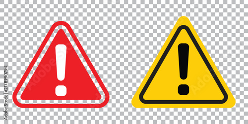 Warning Signs Set with Exclamation Mark Inside Triangle. Safety Icons, Hazard Symbols, Caution Signs