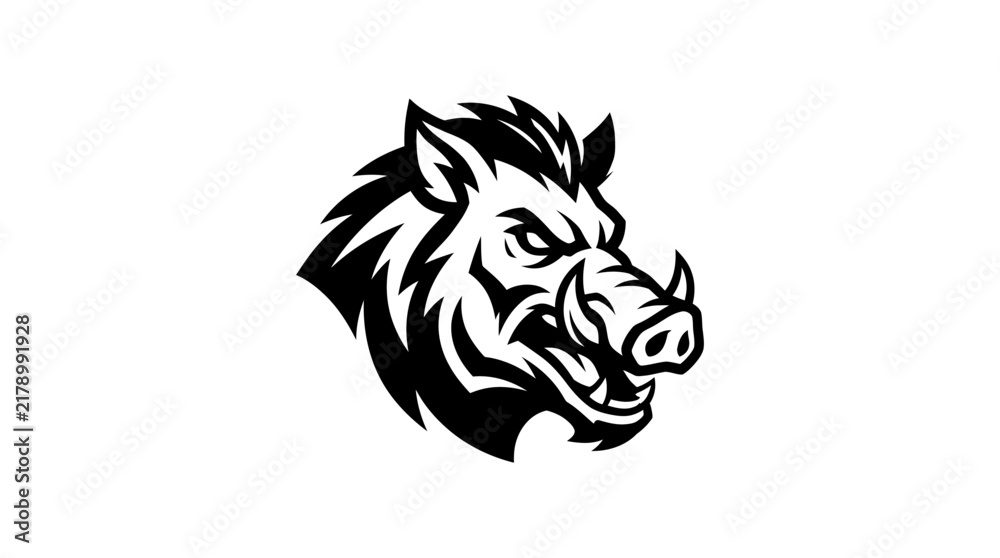 Obraz premium Wild Boar Head Illustration Aggressive Animal Mascot.