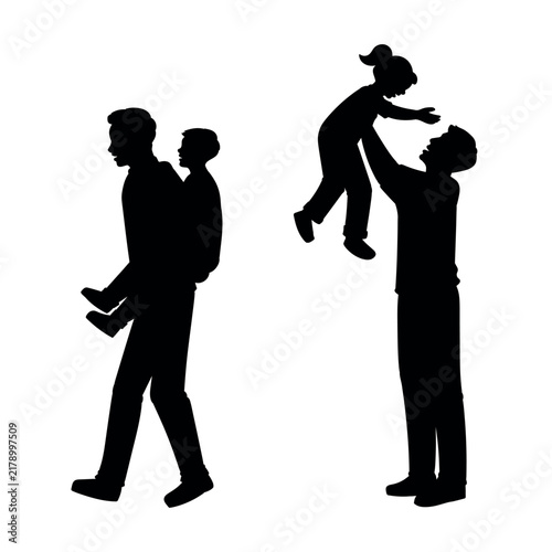 Mother and Children Silhouette Collection for Family Concept