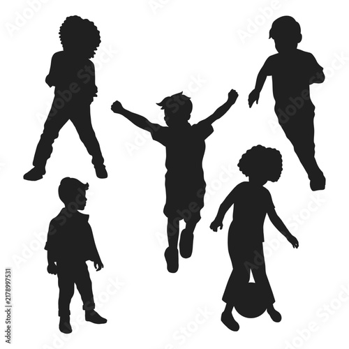 Children Playing and Jumping Silhouette Collection