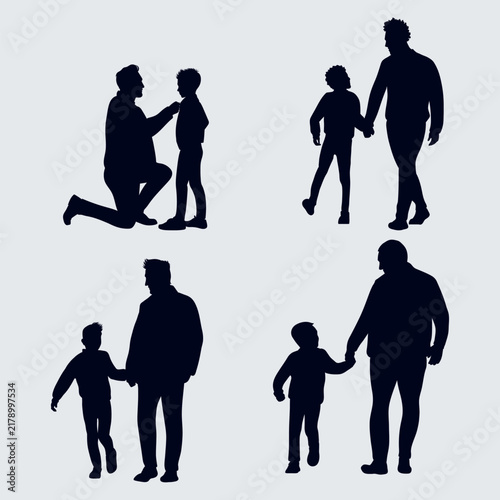 Family Silhouette Collection with Parents and Children