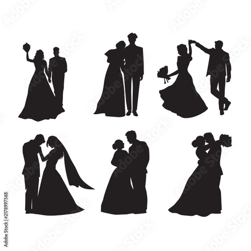 Wedding Couple Silhouette Collection for Marriage and Romance