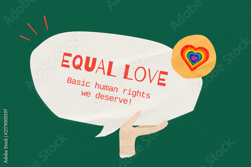 Photography Equal love word, speech bubble paper craft
