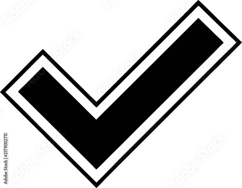 Black and white checkmark icon isolated for business verification and success symbols