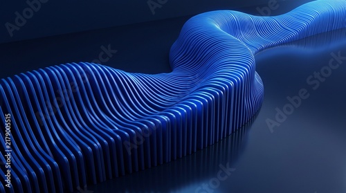 Modern 3D abstract geometric blue twisted wave background. Great for tech websites, corporate slides, futuristic design, branding, digital art, covers, and modern banners