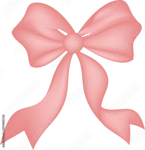 Pastel Pink Bow Illustration with Long Ribbons. This luxury-aesthetic pink ribbon bow is best for your birthday cards, party flyers, invitations, menu cards, ribbon arts, and decor. 