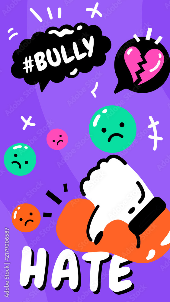 Fototapeta premium Bullying colorful illustration iPhone wallpaper