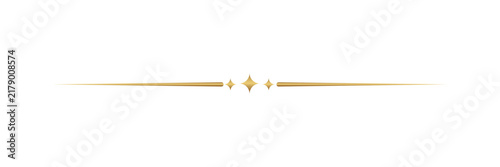 Elegant Golden Decorative Divider with Center Sparkle Stars Vector Illustration