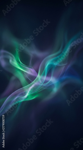 Luminous Green and Violet Aurora Haze Abstract Background