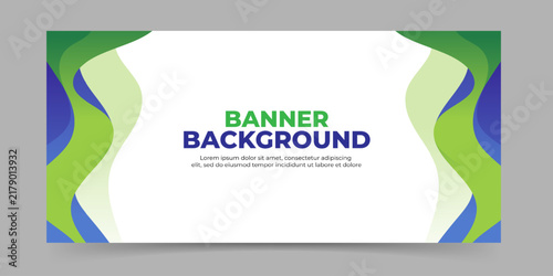 Wavy blue and green abstract banner background