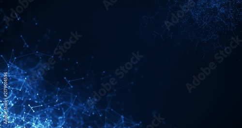 Blue Digital Network Background With Connected Nodes and Abstract Technology Data Lines for Innovation
