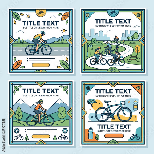 Active Lifestyle Cycling Promotion Templates And Graphics Set