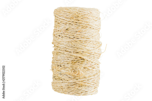 Fotografie Spool of natural jute twine rope isolated on transparent background