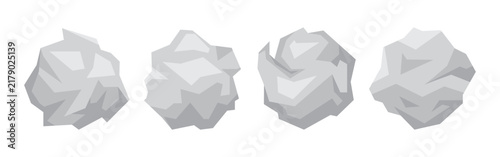 Paper ball flat cartoon style. Crumpled white paper. Isolated on white background. Vector illustration.