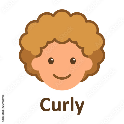 Принти на полотні Cartoon curly haired child smiling happily face