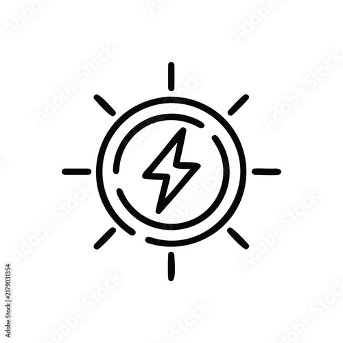 Energy core icon with lightning bolt symbol in a circular outline vector illustration