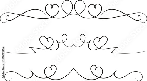 

Filigree curly Calligraphic Heart, Fancy Line Flourishes Swirls hearts, curve romantic love separator, Valentine's Day divider flourish Swirl, Calligraphy Flourish lettering header hearts scroll
