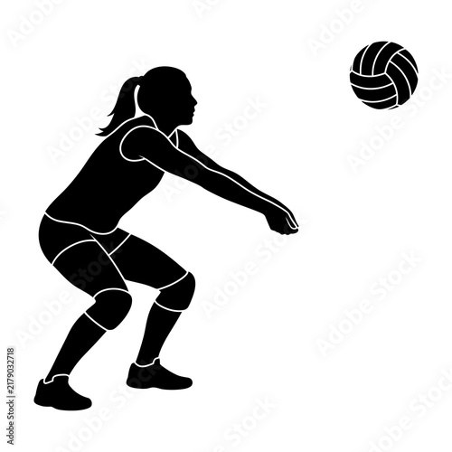 Female volleyball player in action silhouette serve receive