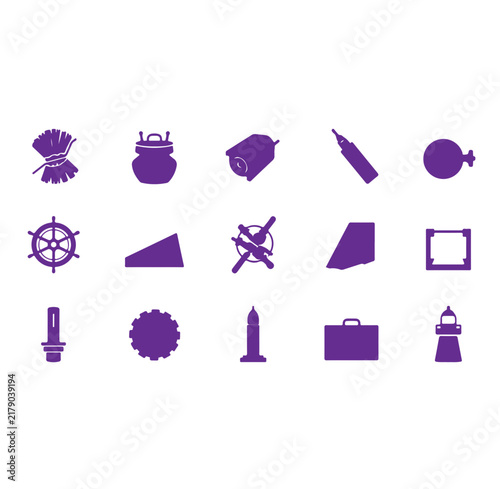 Canvas Print Fifteen purple icons featuring nautical gear, lighthouses, and miscellaneous arr