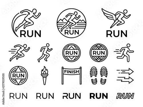 Dynamic Running Icons And Graphics For Sports Branding And Design