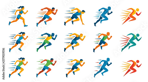 Dynamic Running Silhouettes Illustrating Speed And Athletic Motion