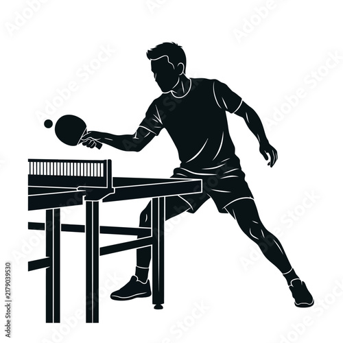 Dynamic Silhouette Athlete Playing Table Tennis For Sports Marketing And Promotion