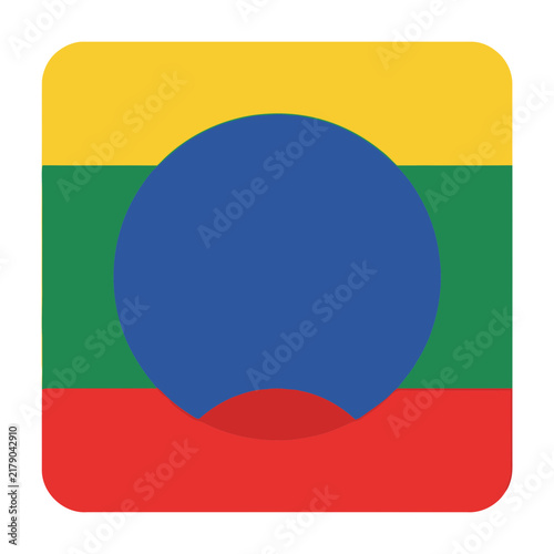 Bild auf Leinwand Lithuanian Flag Icon With Blue Circle Overlay On White Background