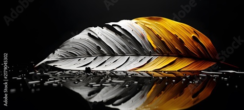 art of leaf a black and white high contrast full body ,generative AI