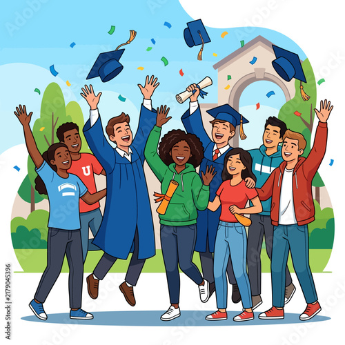 Diverse Group Of Graduates Celebrating Success And Future Achievements