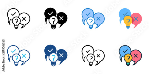 Quiz icons with single set multiple style collection. Vector illustration
