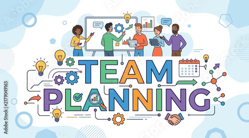Creative Team Planning Collaboration Business Strategy Illustration