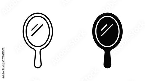 Vector illustration of hand mirror icon set on a transparent background