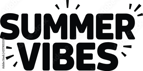 Summer Vibes Bold Typography Design with Decorative Sun Rays