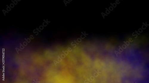 Colorful Smoke Cloud Effect Moving and Blending on Black Background, Abstract Atmospheric Visual