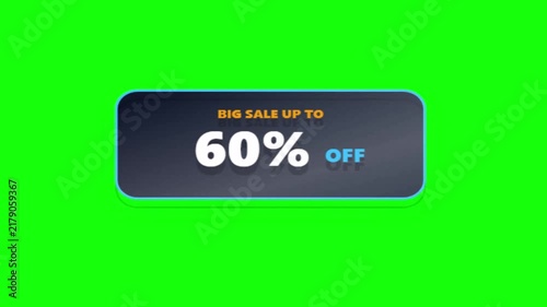 Big Sale 10 To 90 Percent Off promotional banner animation against a green screen chroma key background motion graphic loop