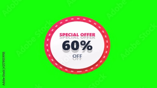 Special Offer 10 To 90 Percent Off circular promotional badge animation against a green screen chroma key background motion graphic loop