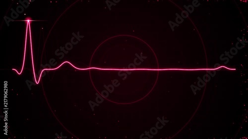 Abstract Neon Crimson Vital ECG Pulse Wave 4K Seamless Loop Holographic Medical Background