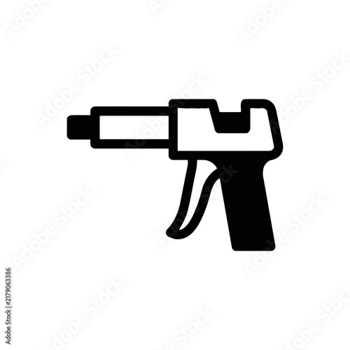 Fotografie Black silhouette of a handgun a firearm with a grip and barrel on a white backgr