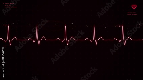 Abstract Neon Red Heartbeat Telemetry 4K Seamless Loop Medical HUD Background